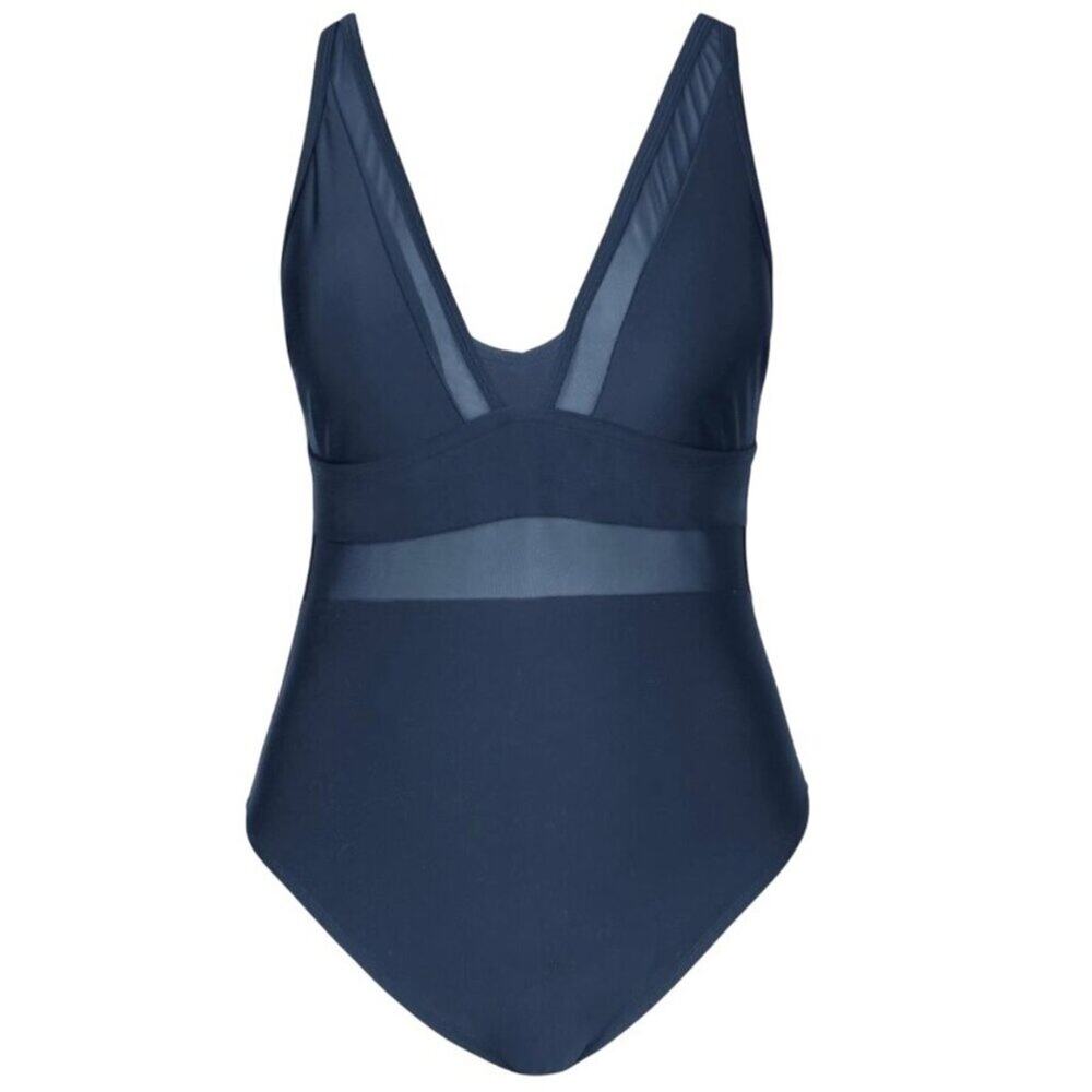 Cupshe Women Plus Size 2X One Piece Swimsuit Navy Mesh Tummy Control NWT - Picture 5 of 10